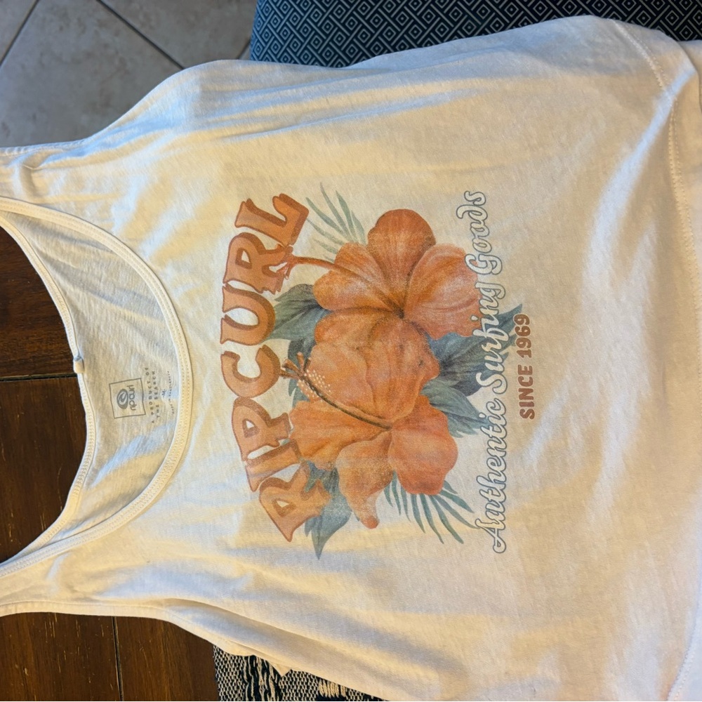 Rip Curl Kids' White and Orange Floral Tank Top